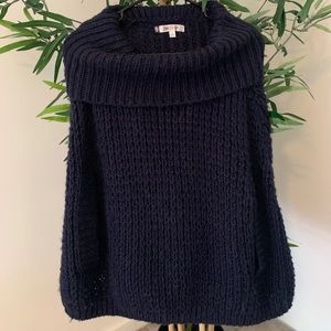 Jennifer Lopez Dark Navy Pullover Poncho Sweater